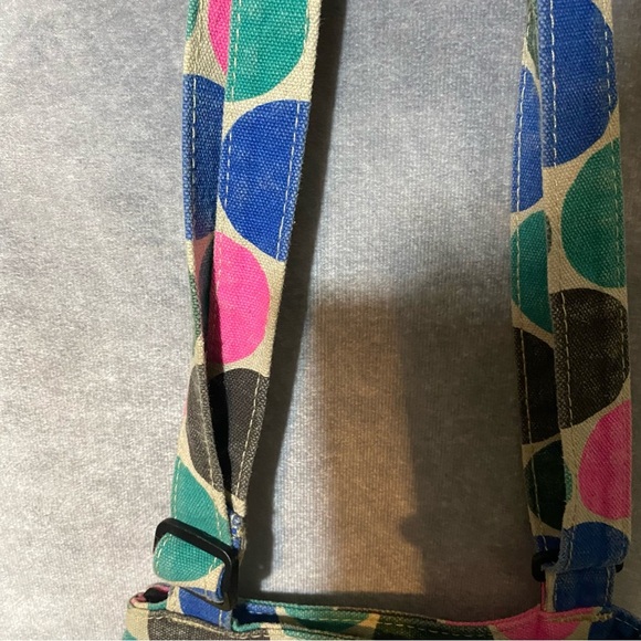 Kavu Canvas Colorful Circle Polka Dot Crossbody Bag Pink Blue Green Purse - Picture 6 of 12